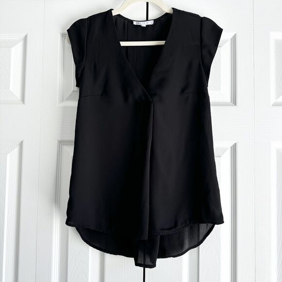 DR2 Blouse Size XXS Black V Neck Cap Sleeves Casual Business Workwear - Picture 1 of 8